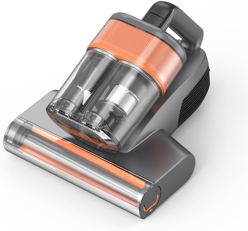 Mattress Vacuum Cleaner - Powerful 16000Pa Suction, UV-C Light, 40800 RPM Beating, and High-Temperature Heating for Deep Mattress and Bed Cleaning (Orange)
