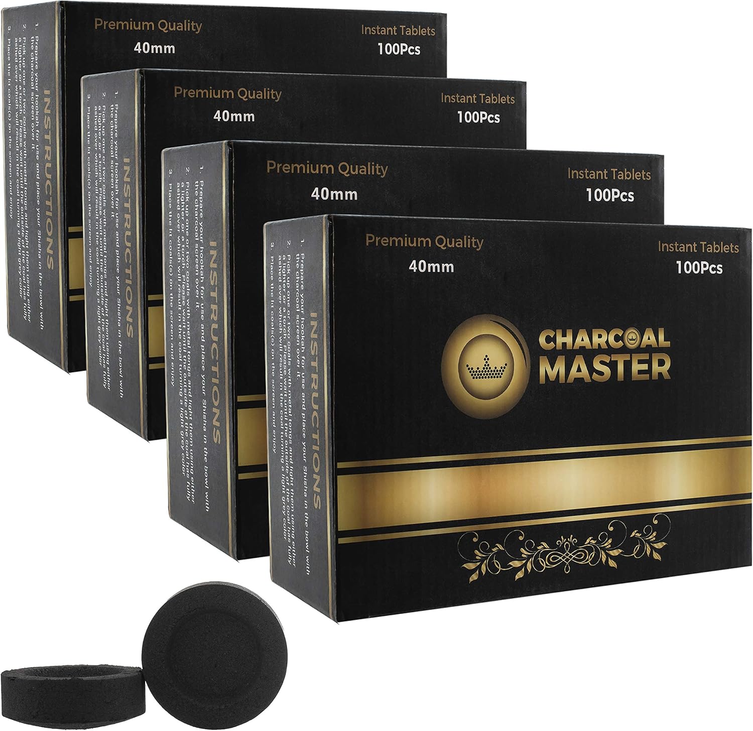 Coal Instant Light – Incense Instant Coal Disks – Coal Tablets – Charcoal Disks – Set of 400 Coal Rolls – 40 mm Quick Light Charcoal Briquettes – Natural Coal Disks – Slow Burn and Low Smoke (400)