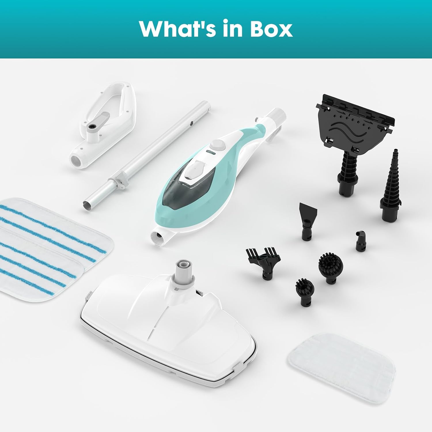 OLIXIS 10-in-1 Steam Mop, 1550W Detachable Handheld Steam Cleaner for Floor Cleaning, 16.4FT Cord, 2 Washable Pads, Multi-Purpose Floor Steamer for Hardwood, Carpet, Tile, Grout, Windows, White Green