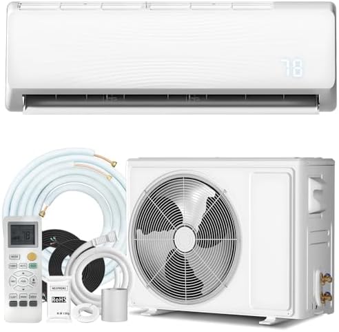 18000 BTU Mini Split Air Conditioner & Heater, 230V Ductless Inverter AC System with Heat Pump, Quiet 25dB Operation, Auto Clean, Energy Efficient for Home & Office