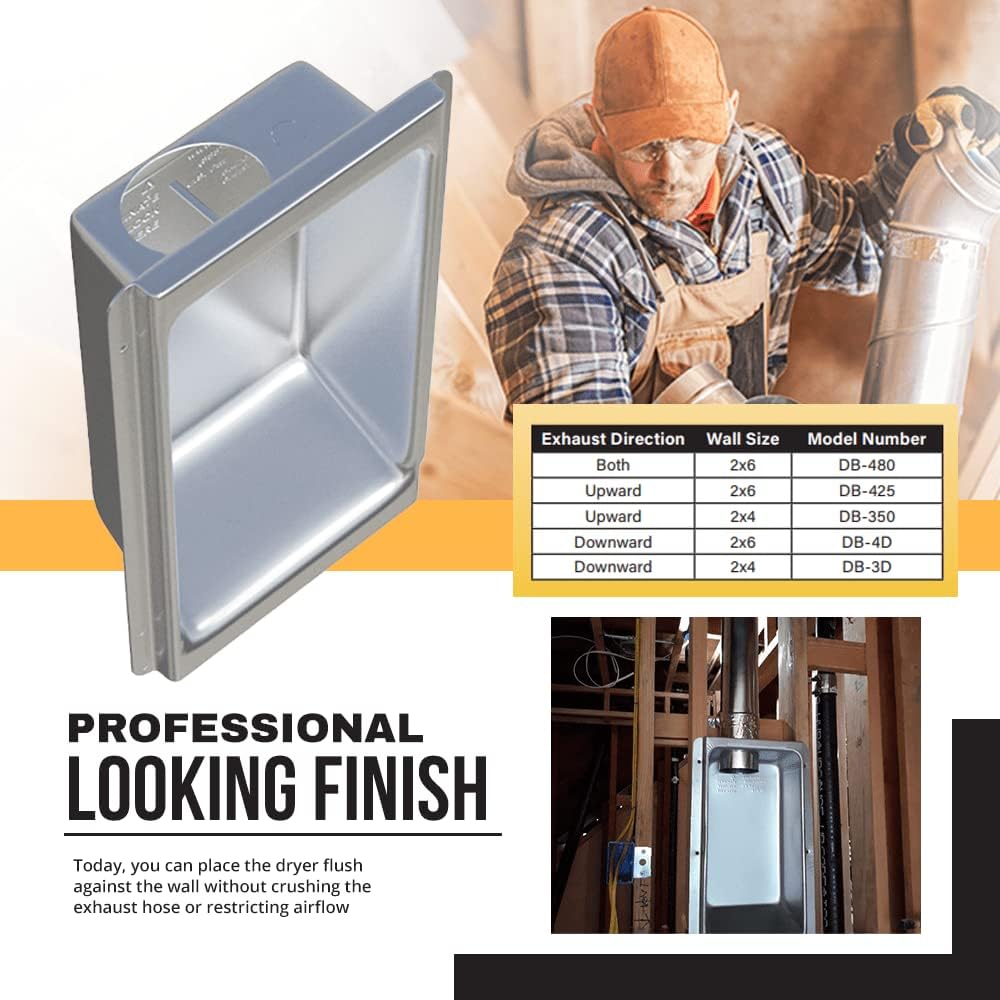 New Construction Dryer Box | Indoor Dryer Vent | Recessed Dryer Vent Box With Gas Port | Dryer Vent | Best Dryer Wall Vent Box Model 425 | Upward Dryer Vent | 2x6 wall