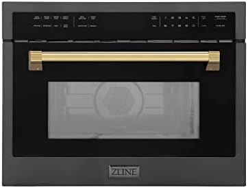 ZLINE Autograph Edition 30” 1.6 cu ft. Built-in Convection Microwave Oven in Black Stainless Steel and Champagne Bronze Accents