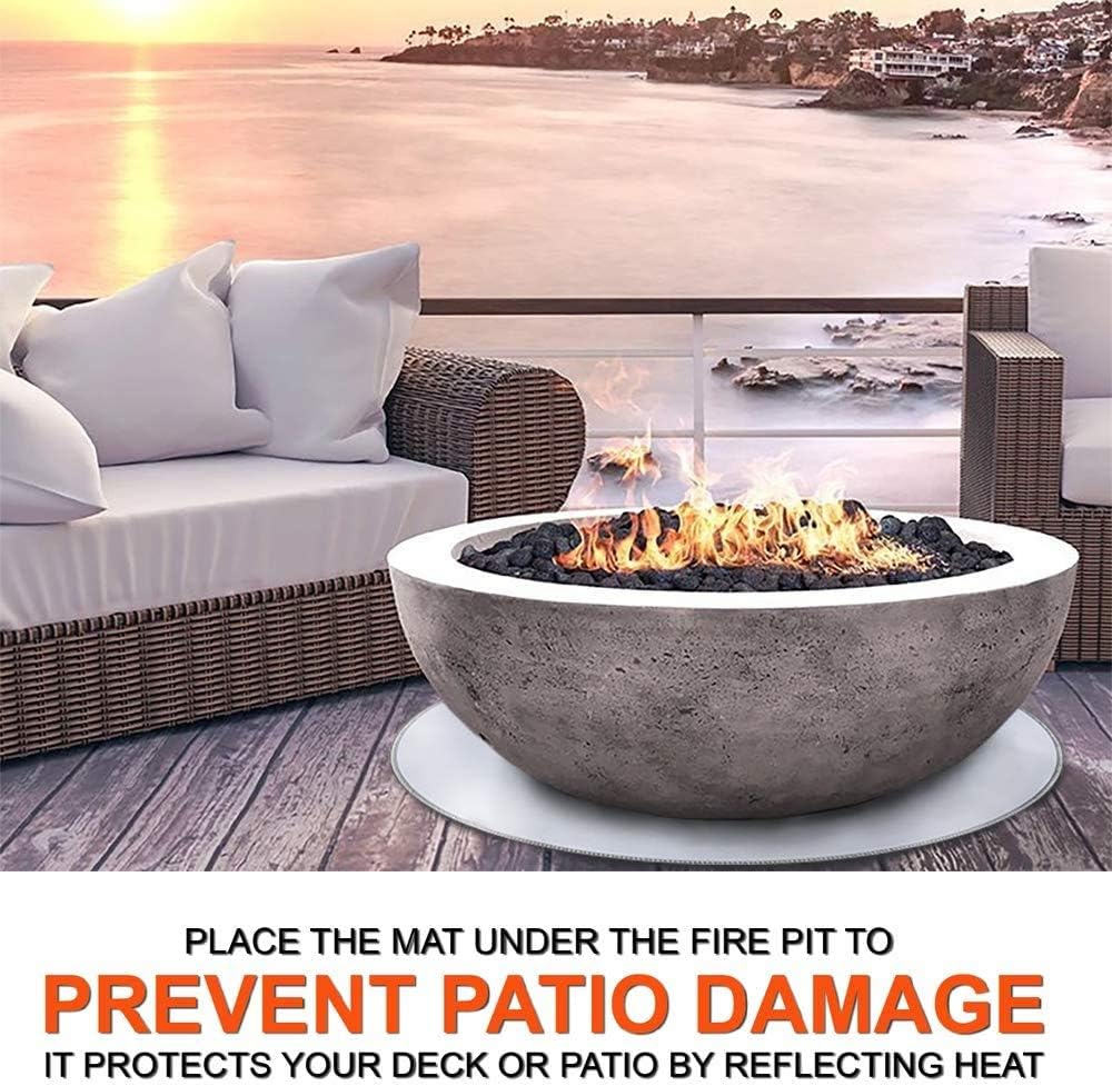 Fire Pit Mat, with Fireplace Poker, for Patio Lawn, Round Fire Pit Pad, Heat Resistant Deck Protector, for Chiminea/Solo Bonfire/Grill/Stove,36 inch