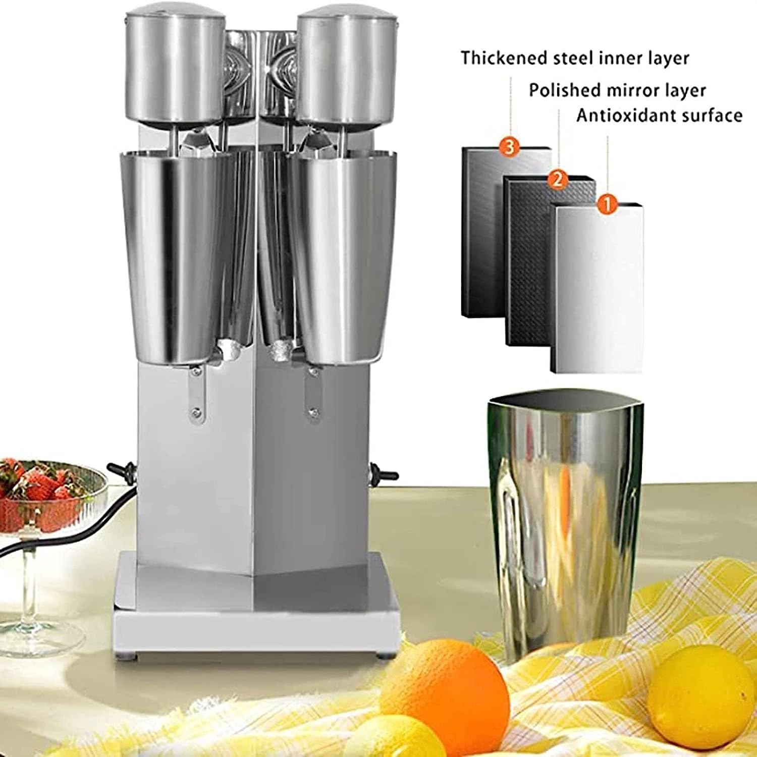 Milkshake Maker,Milkshake Machine, 2 Speed Adjustable Electric Milkshake Maker, Stainless Steel Ice Cream Maker Blender, for Home Business