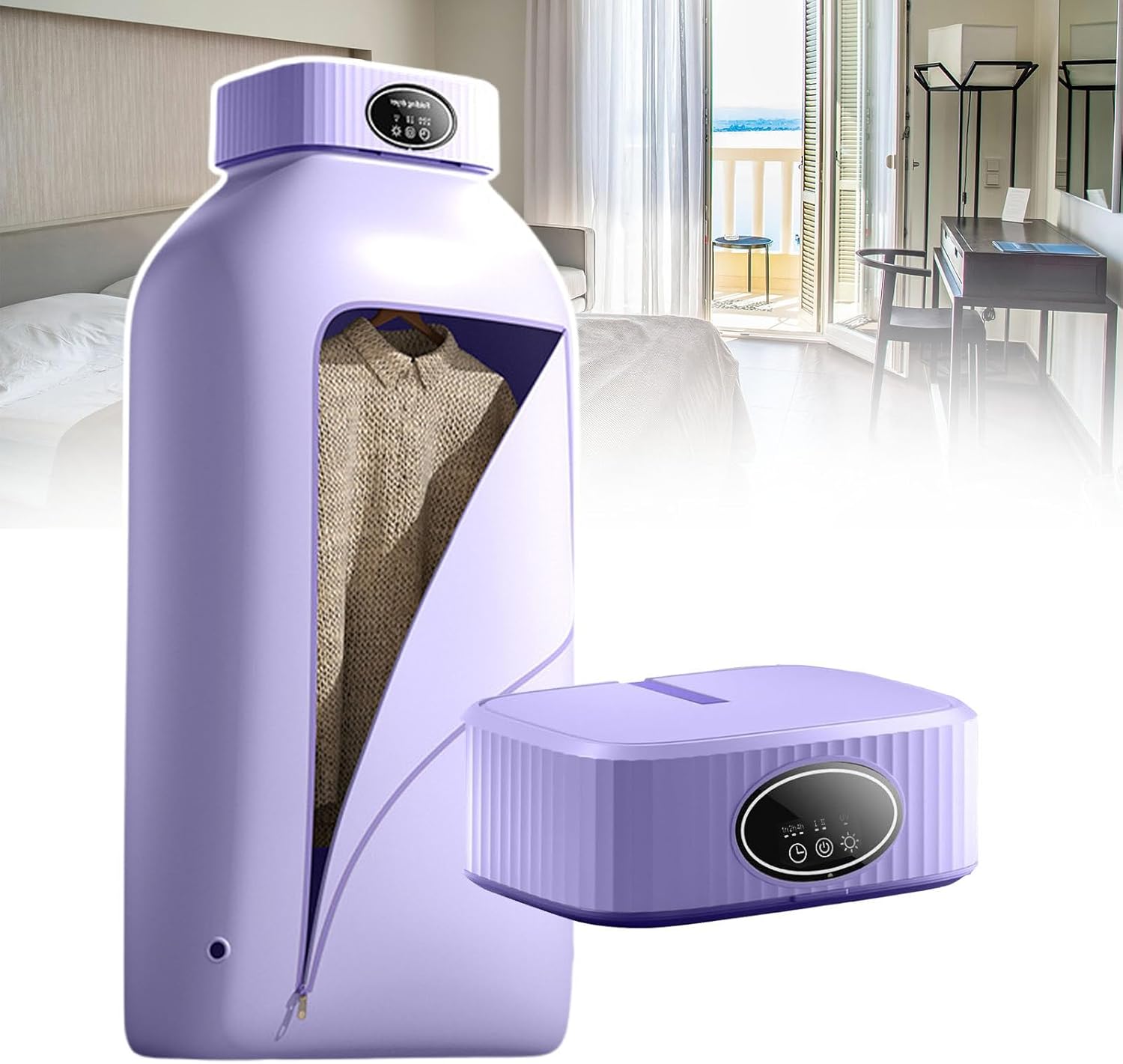 Dormitory Clothes Dryer, Touch Screen Dryer With 1.5m Power Cord, 2-Speed Adjustment, 3-Speed Timed Drying, Suitable For Drying Shirts, Shorts, Vests, Socks - Small Clothes Dryer,Purple