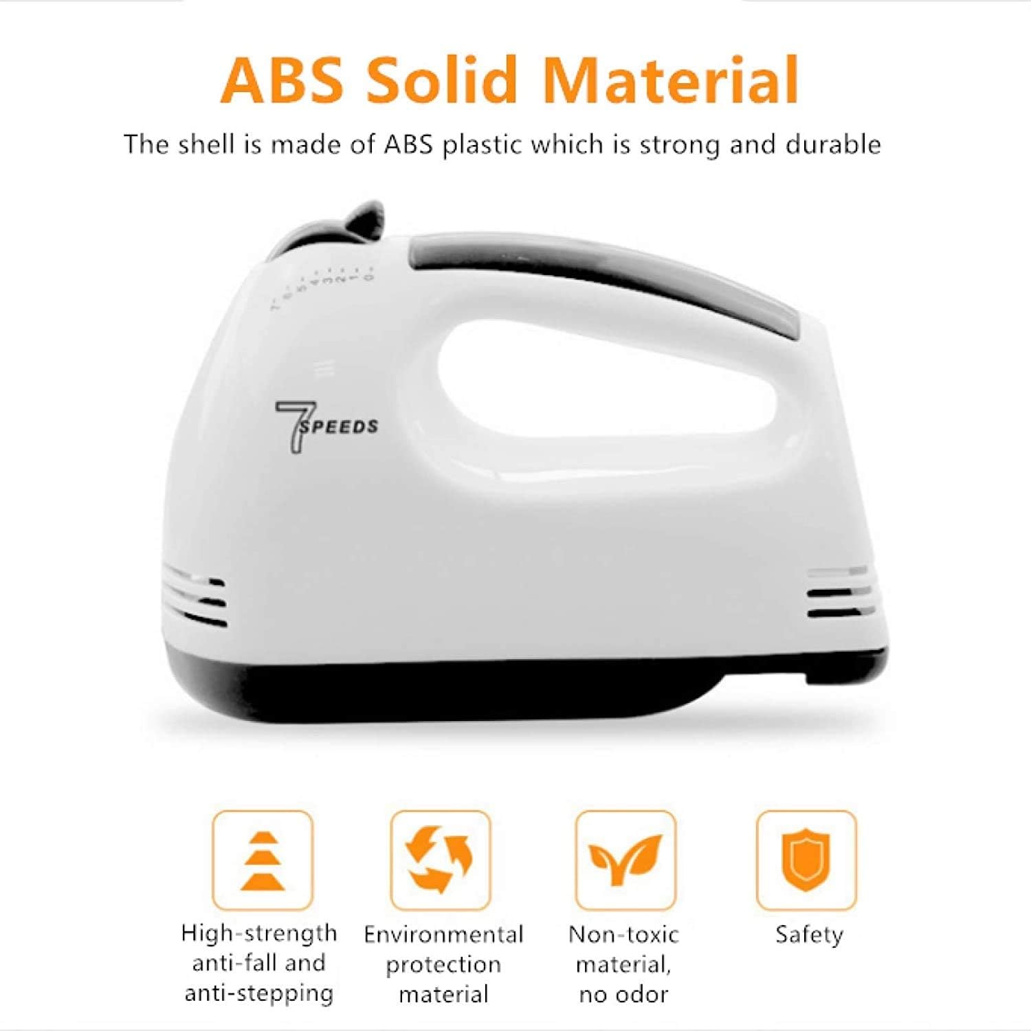 KouRy Multifunctional Electric Whisk Double Stick Configuration Seven Speed Adjustable Hand-Held Egg White Cream Mixer Small Baking Kitchen Appliances (White)