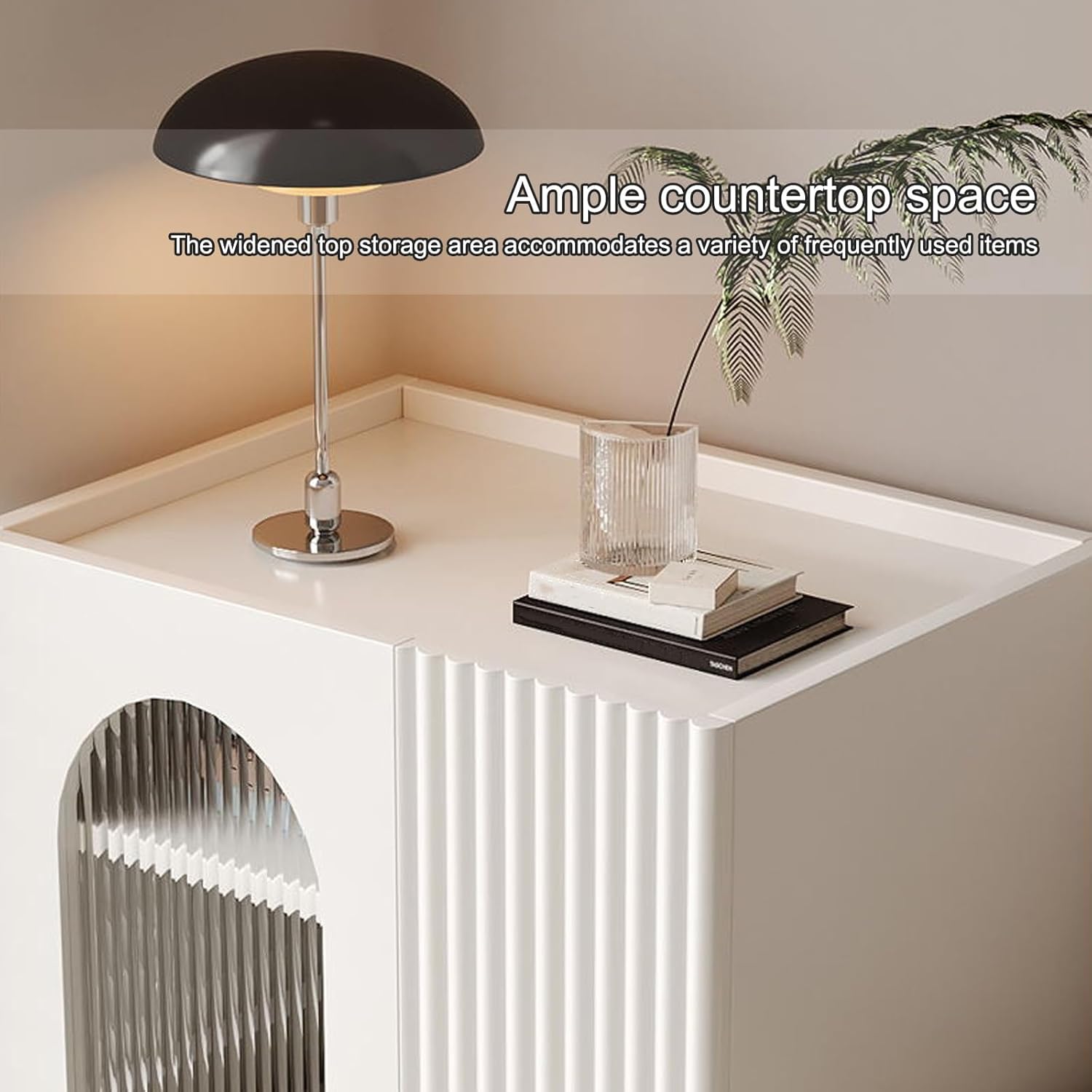 Storage Cabinet with Door for Robot Vacuum, Robot Vacuum Hiding Cabinet, with Wheels Household End Side Table, Wood Organizer Stand for Living Room, Home Office(Champagne)