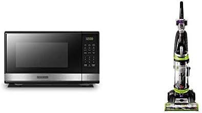 BLACK+DECKER Digital Microwave Oven (1.1 Cu.ft) and BISSELL CleanView Swivel Upright Bagless Vacuum
