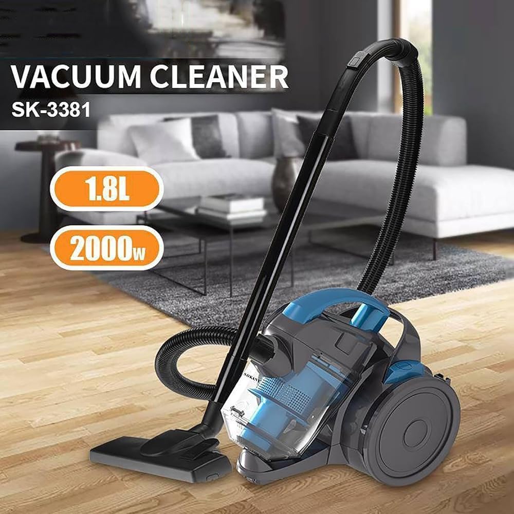 Powerful Bagless Cylinder Vacuum Cleaner with 4-Stage HEPA Filter 1.5L Canister, 5m Cord for Effortless Dust Removal (Compact Size: 37.5x25.5x27.5cm)