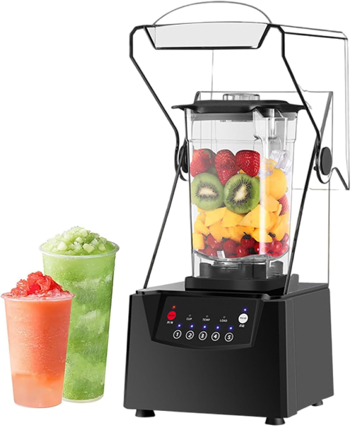 Commercial Smoothie Blender, 1.8 L Quiet Countertop Blender, with Soundproof Shield, for Fruit/Milkshake/Vegetable/Smoothie Cocktail, 17000 RPM Professional Grade Blending, 2200 W