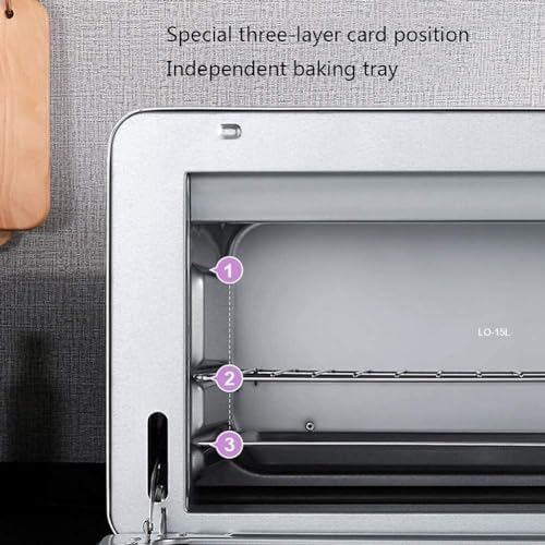 Oven Mini Oven air Fryer Oven Countertop Convection Toaster Oven Baking Pan Broil Rack Rotisserie Fork and Removable Crumb Tray Slice Oven Toaster 15L Mini Ovens Toaster Oven Air Fryer, (Color : Roj