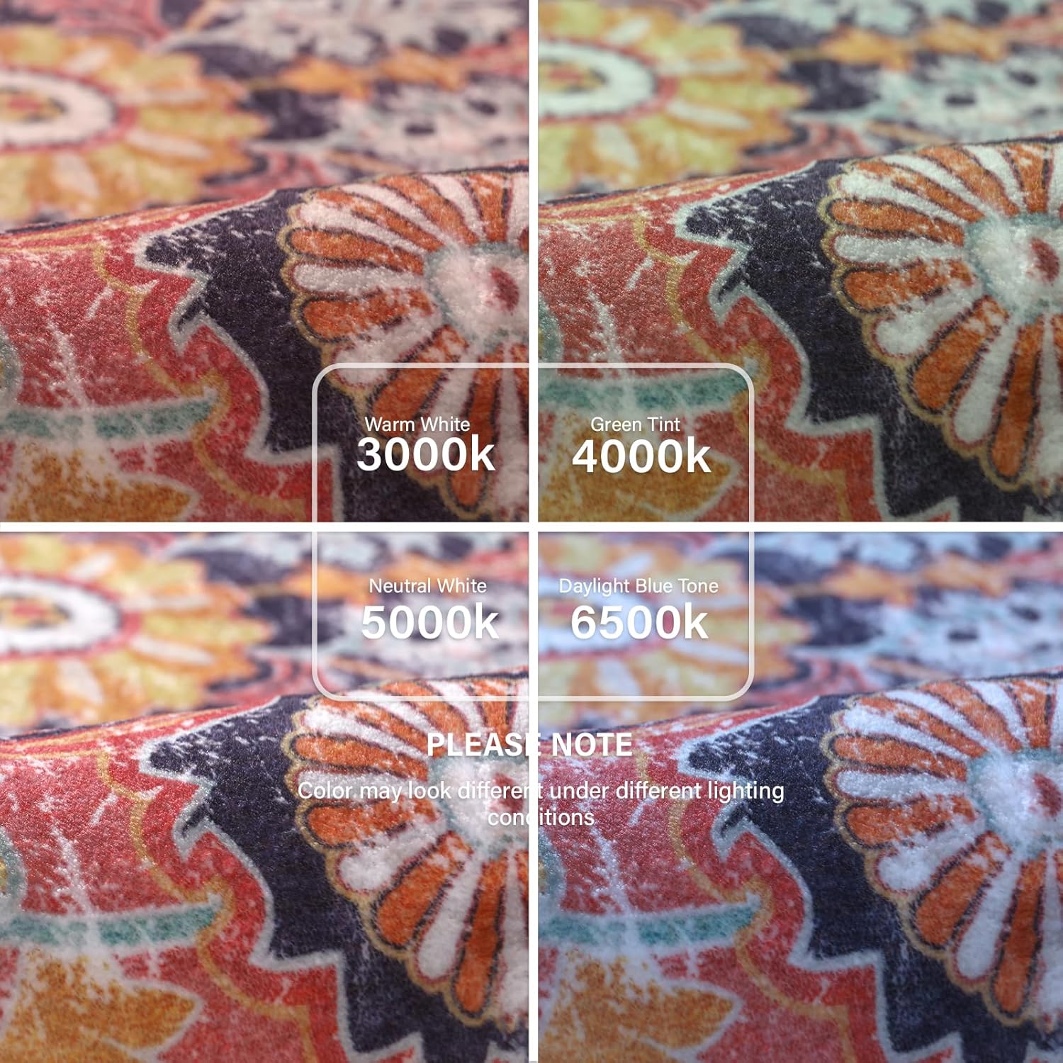 Lahome Bohemian Floral Medallion Area Rug - 4x6 Hot Pink Entryway Rug Soft Laundry Room Mat, Non-Slip Machine Washable Nursery Accent Carpet for Dorm Department Kitchen Office, Fuchsia/Multi