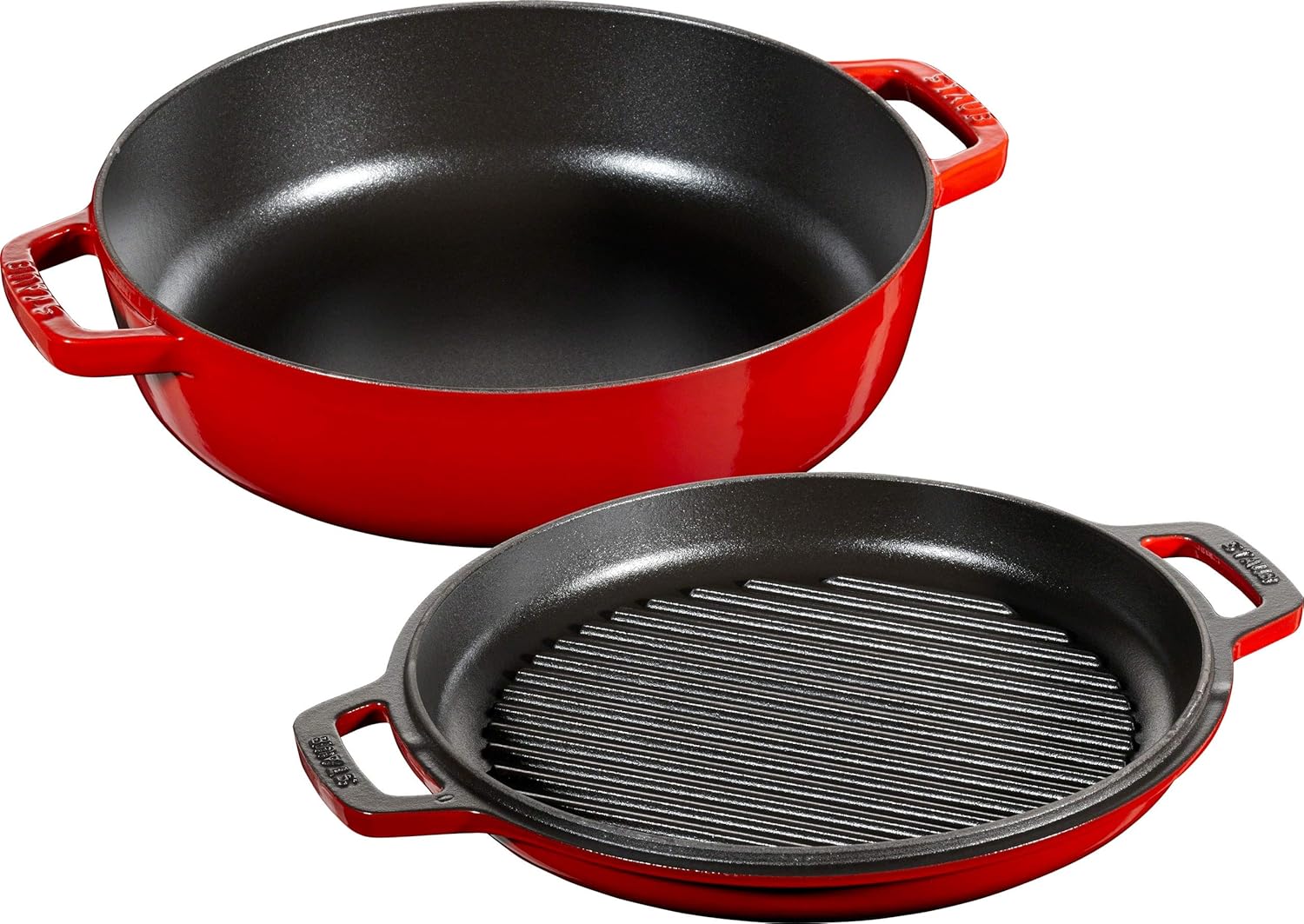 staub Sukiyaki & Grill 40508-281 Sukiyaki & Grill Cherry, 10.2 inches (26 cm), Both Hands, Enameled Pot, Sukiyaki Pot, Grill Pan, Induction Compatible, Genuine Japanese Product