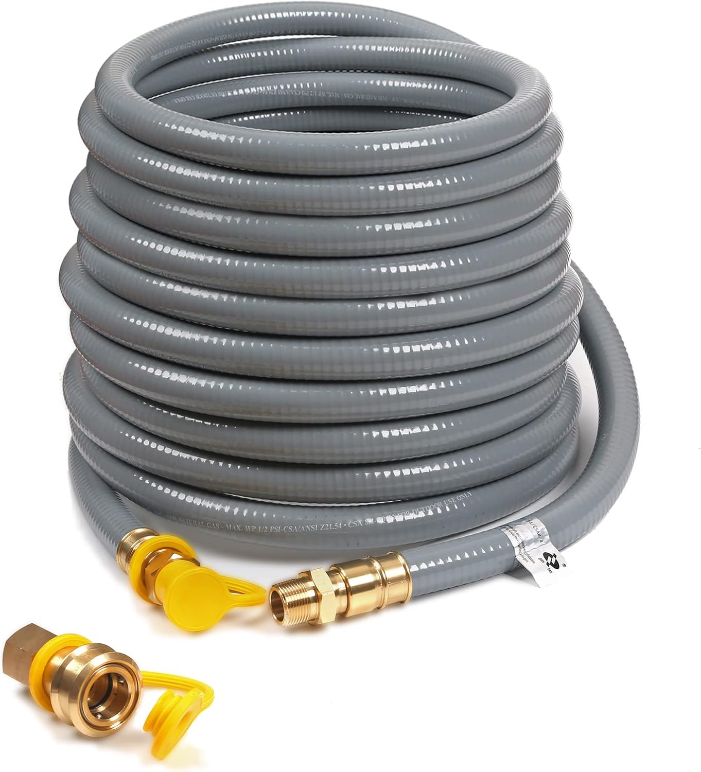 56 Feet 3/4-inch ID Natural Gas Hose with Quick Disconnect Fittings for NG/LP Propane Appliances, Grill, Patio Heaters, Generators, Pizza Oven, etc. Useful Indoors & Outdoors