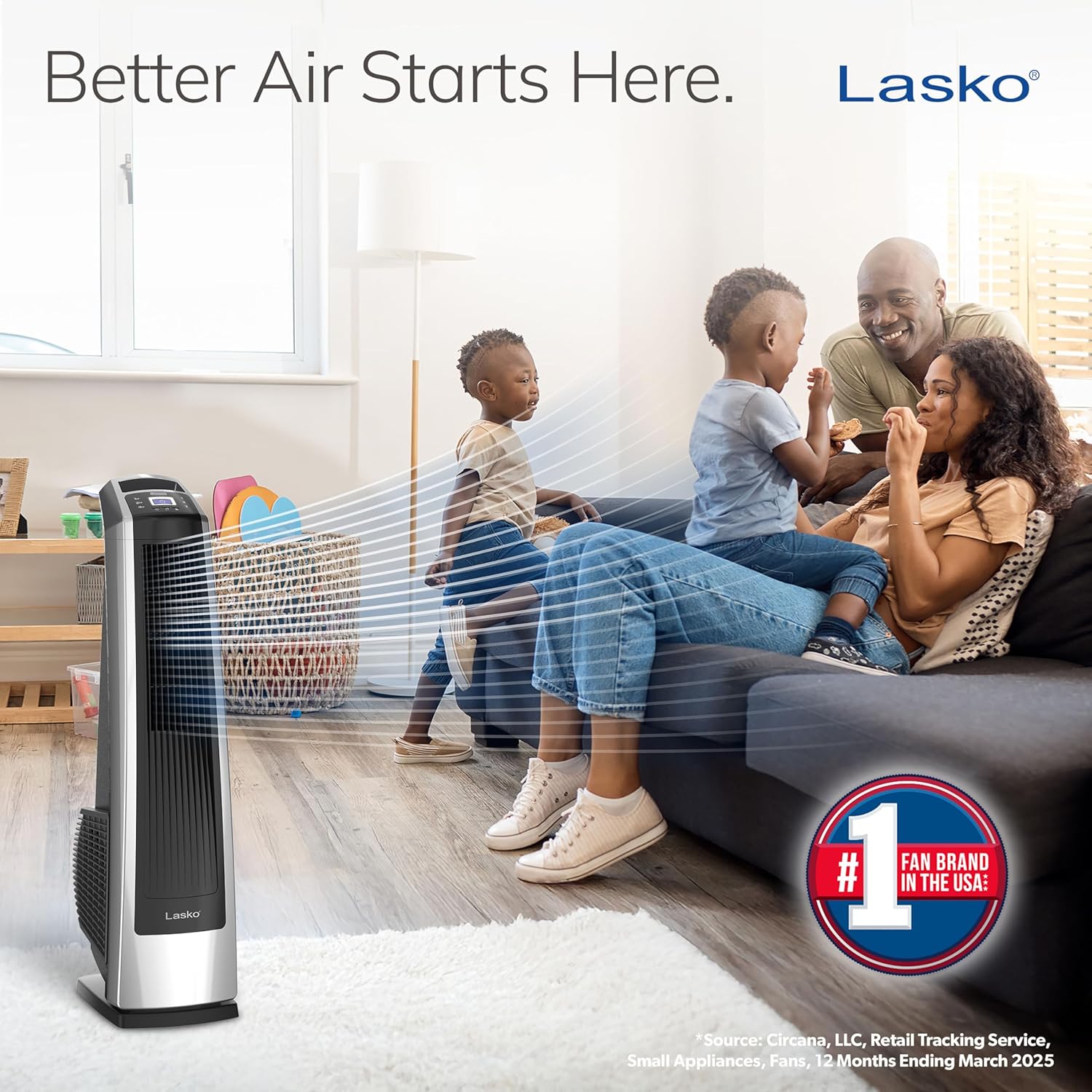 Lasko High Velocity Oscillating Tower Fan for Bedroom, Garage, Basement, and Gym with Remote Control, Timer, 3 Powerful Speeds, 35