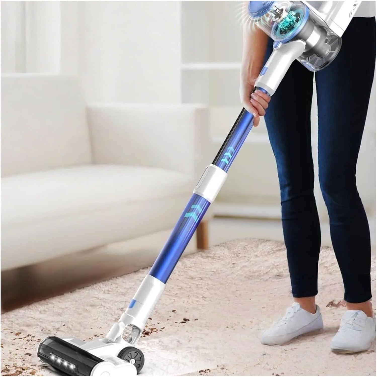Corded Stick Vacuum 26Kpa 600W Powerful Suction Vacuum Cleaner with LED Floor Head Compatible with TASVAC I7(Black)