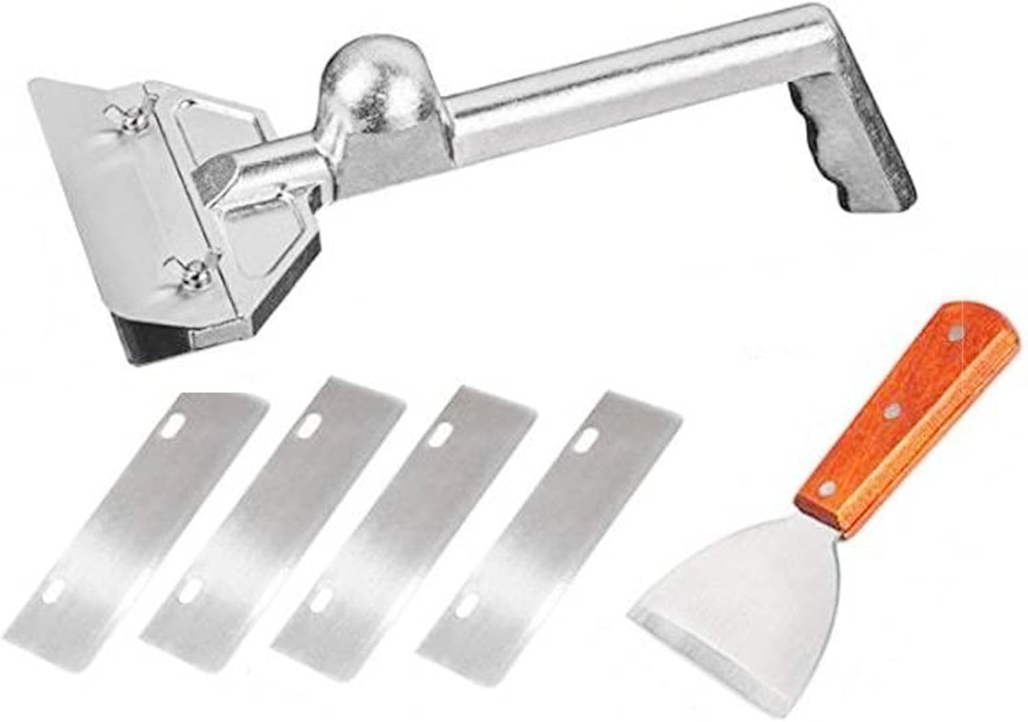 ciciglow Grill Scraper, Heavy Duty Griddle Scraper Set with 4 Replacement Blades, Ergonomic Handle Griddle Cleaning Kit for Restaurant Outdoor Grill Cleaning