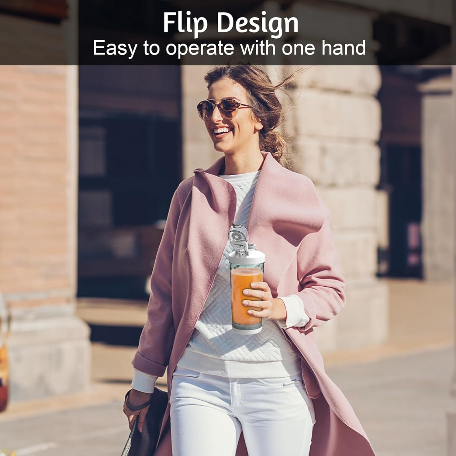 TARSHYRY Blender Smoothie Maker, Mini Stand Mixer Portable for Shakes and Smoothies with 6 Blades Stainless Steel Starter with Travel Lid,600 ml Bottle for Kitchen, Home, Travel (White)