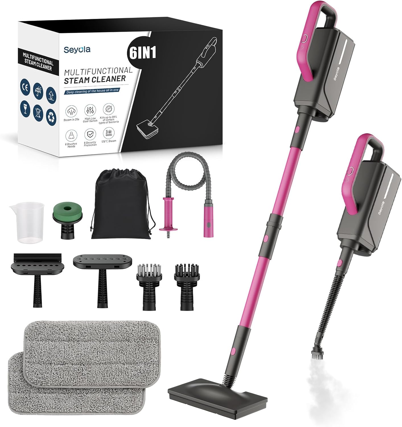 Steam Mop for Floor Cleaning, Steam Cleaner for Home with Handheld 6-in-1 Multi-function Attachments for Hardwood Floors, Clothes,Windows,Tiles Grout,Furniture