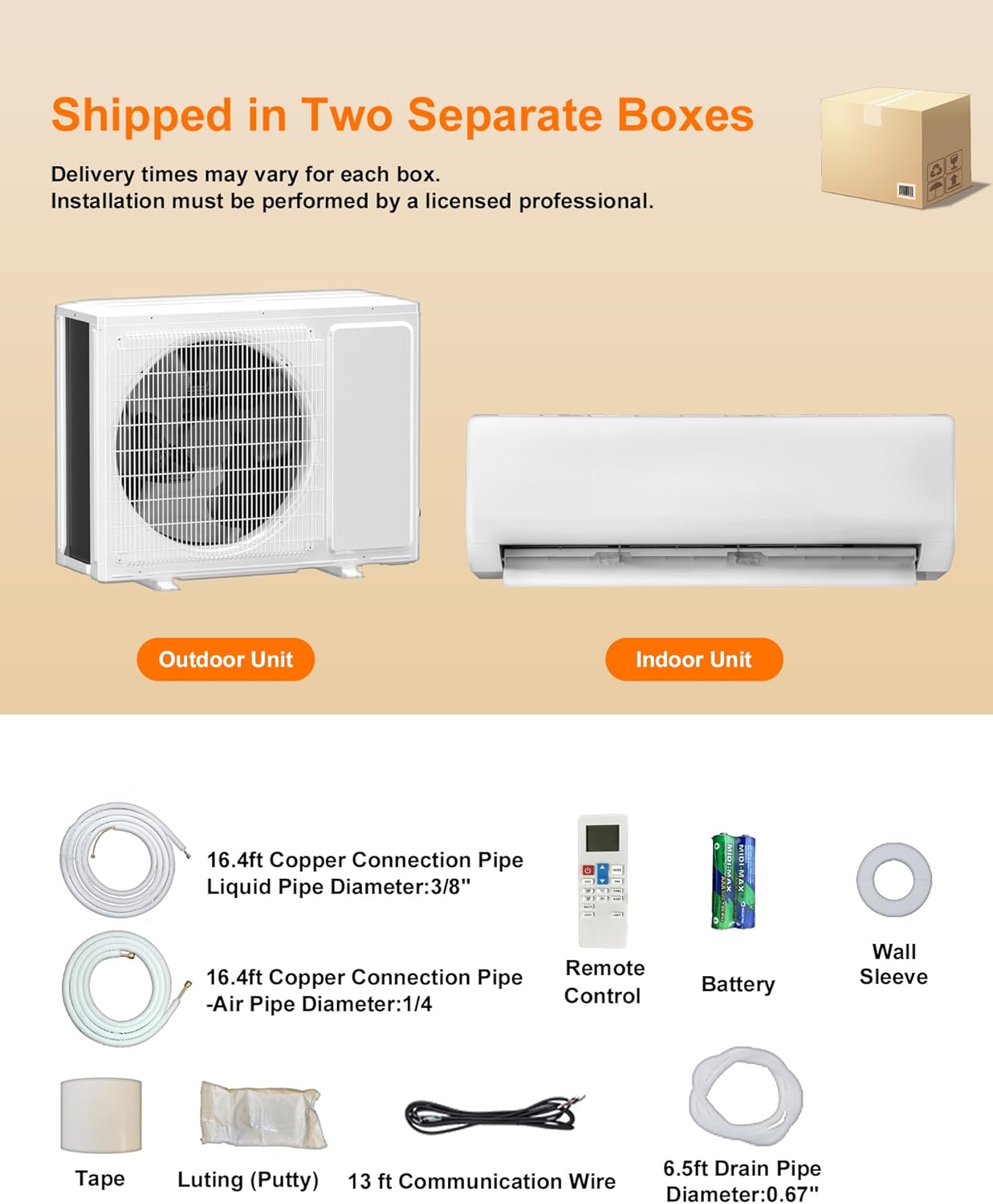 Energy-Efficient 230 V Mini Split Air Conditioner Inverter Heat Pump - 12000 BTU, Ductless Wall Mounted Precharged 17 SEER2 AC Unit with Installation Kit, Cool Up to 750 sq.ft