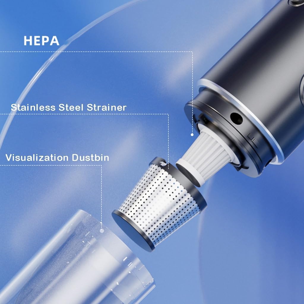 KITCISSL Small Car Vacuum Cleaner High Power Hand Held Vacuum Cordless for Home, Wireless Handheld Car Vacuum Cleaner Portable Dust Buster Hand Vacuum for Pet Hair, Stairs (Color : Gray A)