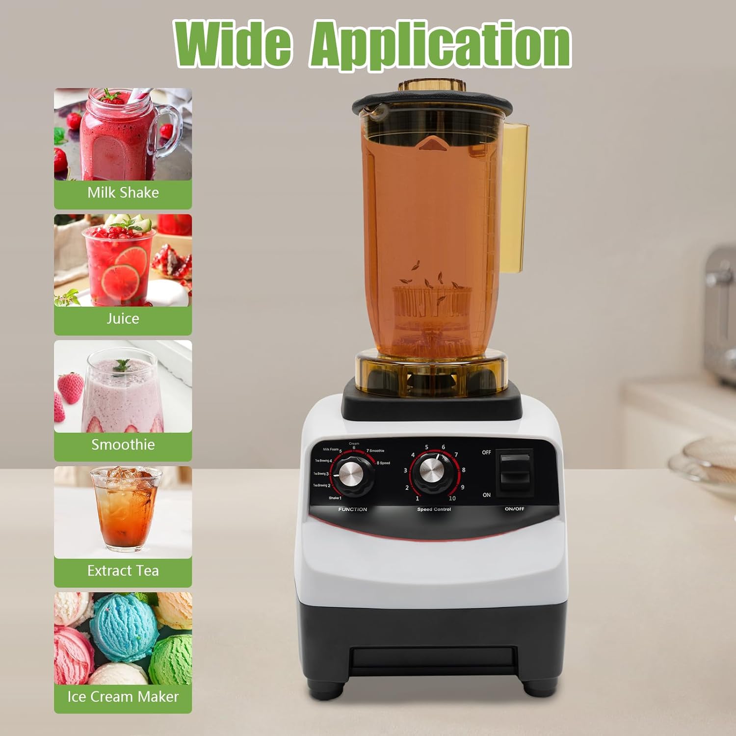 Bubble Tea Machine, Modern 1200ml Multifuction Blending Machine with 4 Different Cups, 10 Gears Speed, Countertop Smoothie Maker for Homes, Milk Tea Shops, Coffee Shops 1800W 30000RPM, Easy to Clean