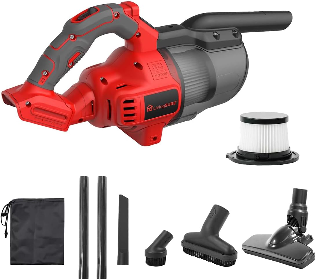 Cordless Handheld Vacuum Cleaner by LivingSURETM Lightweight and Rechargeable Handheld Powerful Vacuum Cleaner with Filter - Battery Not Included