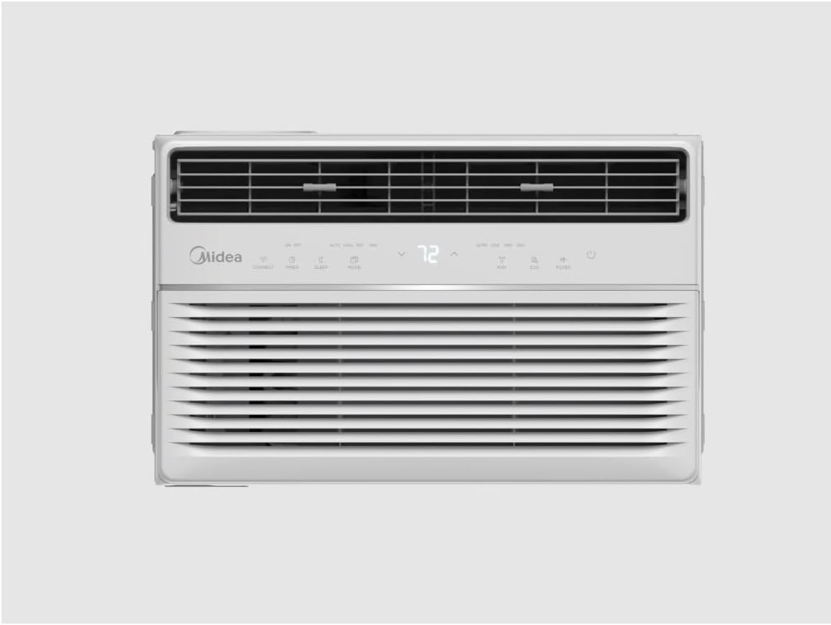 Midea 8,000 BTU DOE SmartCool Window Air Conditioner, for spaces up to 350 sq. ft., 3-in-1 technology: combines air conditioning, dehumidification - MAW08S1YWT (Renewed)