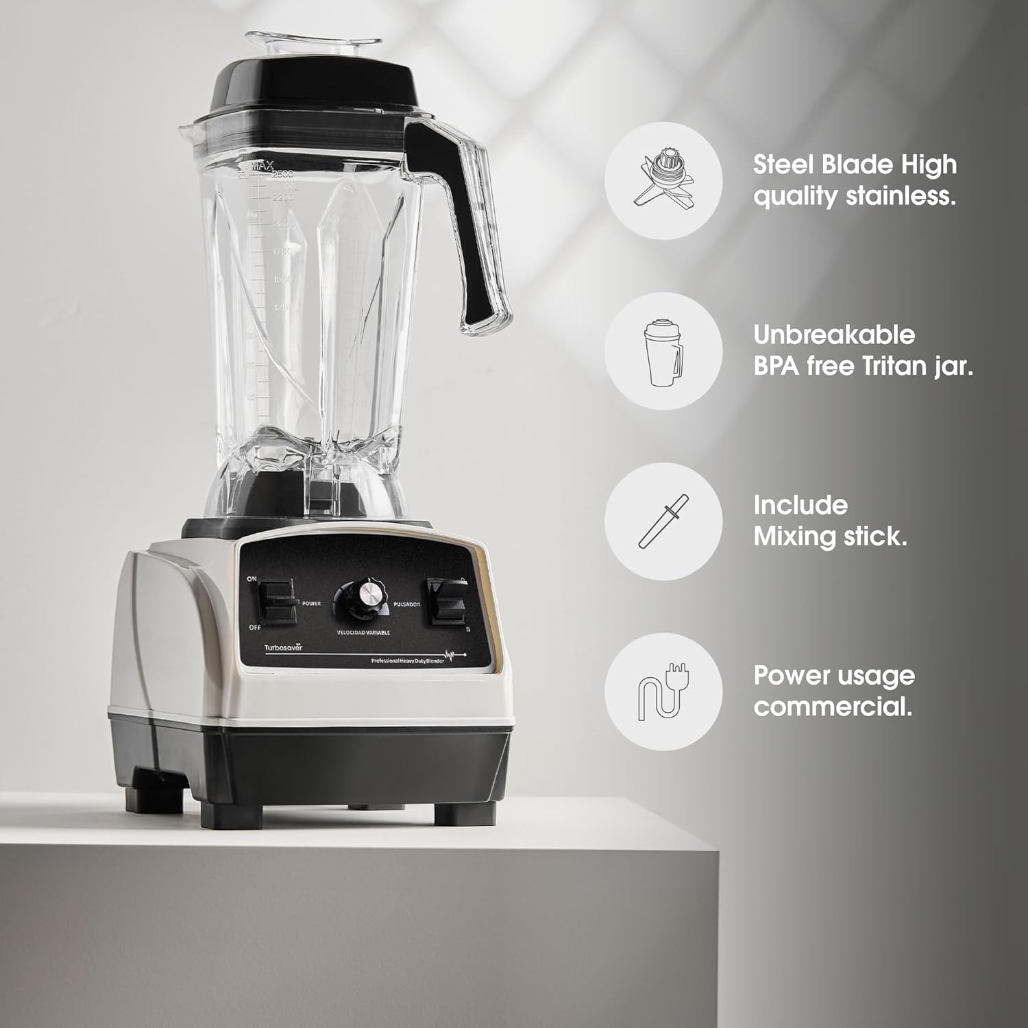 Turbosaver TB79 Professional Blender 1800W – 3.5HP, 35,000 RPM, Commercial Grade, Ice Crushing, 3.6L Tritan Jar