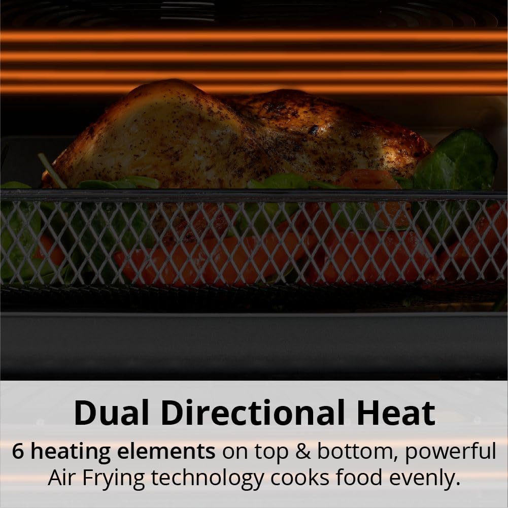 Aria 30 Qt Air Fryer Oven, Stainless Steel Air Fryer with Basket, Grill Racks, Crumb & Drip Tray, Easy Clean Large Countertop Convection Oven, XL Touchscreen Display & Cooking Presets, Black