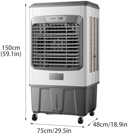Portable Swamp Cooler, Evaporative Air Cooler with 3 Speeds, Industrial Air Conditioner for Indooor Outdoor Patio Garage(75 * 48 * 150cm)
