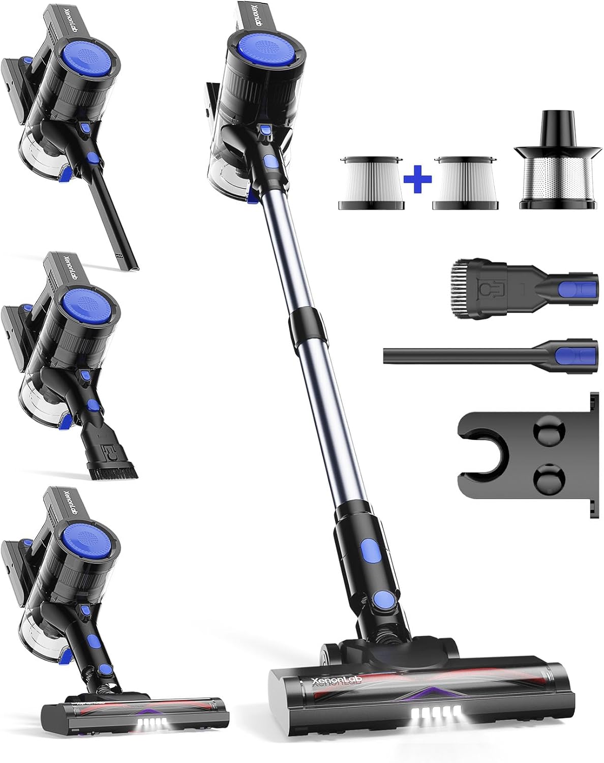 Cordless Vacuum Cleaner, 45KPA Stick Vacuum Cleaners for Home with Up to 45 Mins Runtime, 6-in-1 Rechargeable Lightweight Vacuum with Powerful Suction for Carpets, Pet Hair, Hardwood Floors