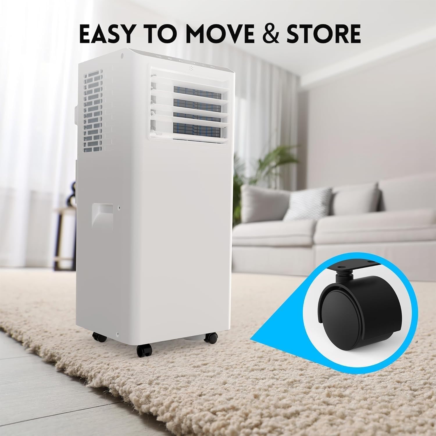 8000 BTU Portable Air Conditioners, 4-in-1 Portable AC Unit Up to 350 Sq with Fan & Dehumidifier Function, Remote Control & 24H Timer, Quiet Sleep Mode,LED Lights,Quiet Timer