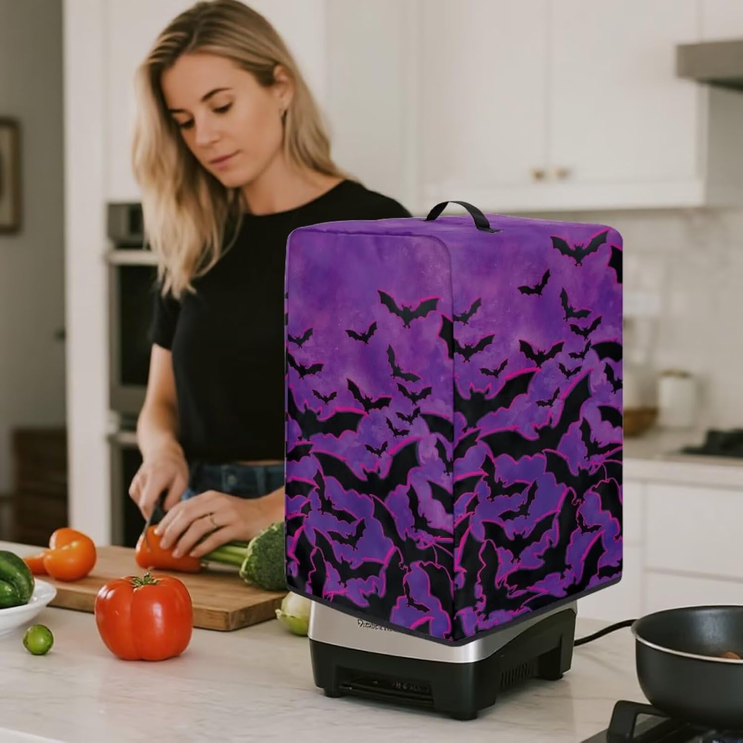 Bat Kitchen Appliance Covers – Blender Dust Cover with Floral Prints, Fits Most Juicers & Stand Mixers, Foldable & Machine Washable, Home Kitchen
