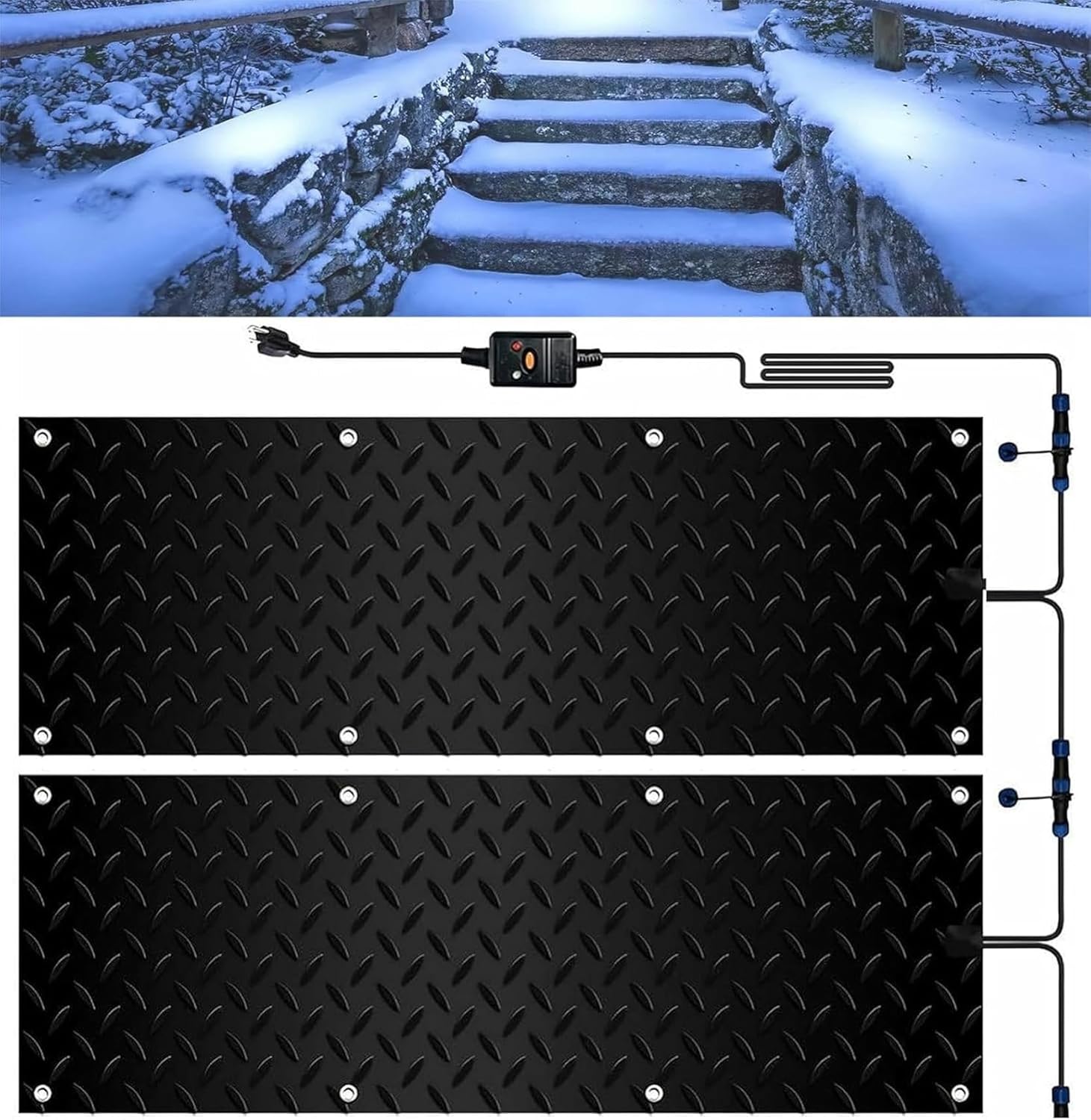 AMNOOL Snow Melting Walkway Mat Roof Heat Panel for Ice Dams Non Slip Rubber Heated Mat Black Roof Heated Outdoor Mats for Winter