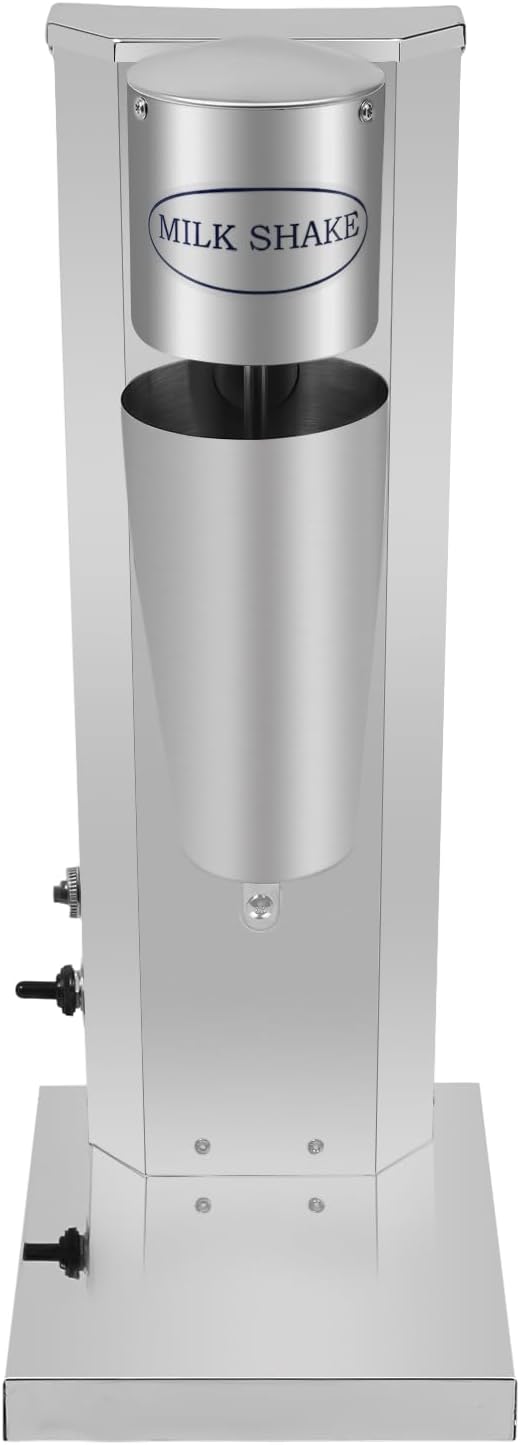 Stainless Stee Single Head Milkshake Mixer Electric Milkshake Machine Commercial Frozen Milk Shake Drink Machine 180W Countertop Smoothie Maker Blender with 2 Blending Speeds