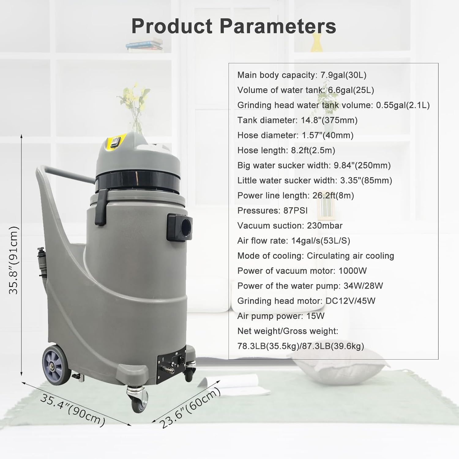 Carpet Extractor Machine 30L 3 in 1 Carpet Cleaning Machine with Sofa Polishing Function 110V 1122W for Corridor Conference Hall and Hotel (Two Packages)
