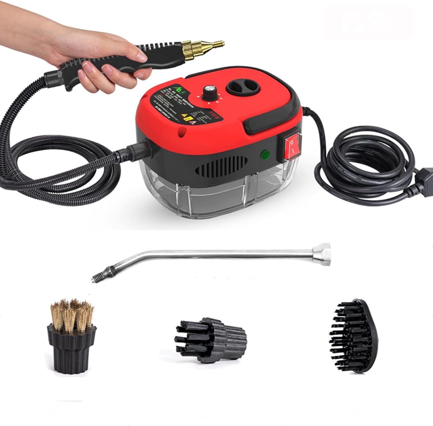 Hand-held Portable Steam Cleaning Machine Automatic Pumping for Kitchen Bathroom Furniture Car Detailing Seat,Red