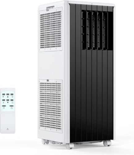 8000 BTU Portable Air Conditioner, 4-In-1 Quiet Portable AC Unit Up to 350 Sq.Ft, Portable Ac With Cooling, Fan, Dehumidifier,Energy Saving & Remote Control, for Rooms/Living Room, Dark Gray