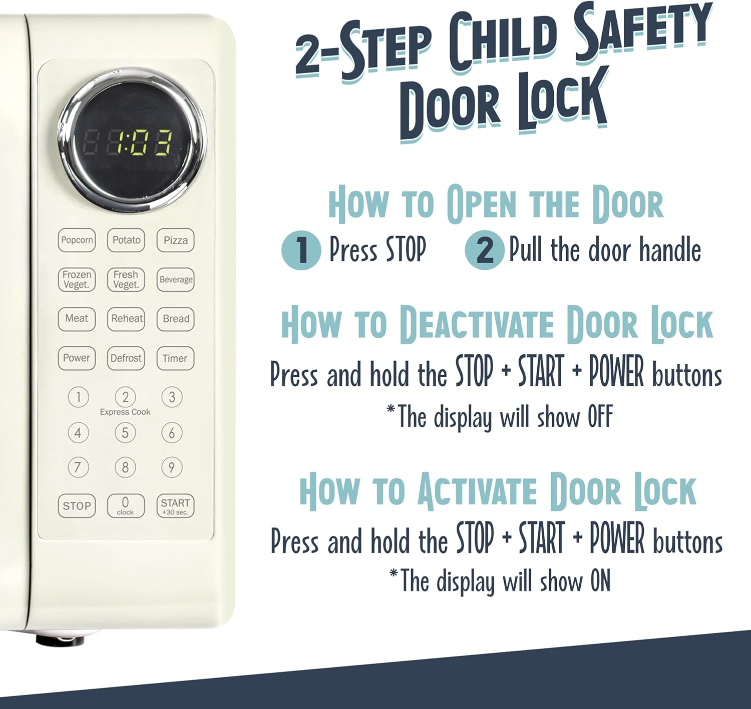 Nostalgia Retro 700W Microwave Oven 0.7 Cu Ft Capacity – Child Safety Lock, 8 Auto-Cook Settings – Countertop Kitchen Appliance – Ivory