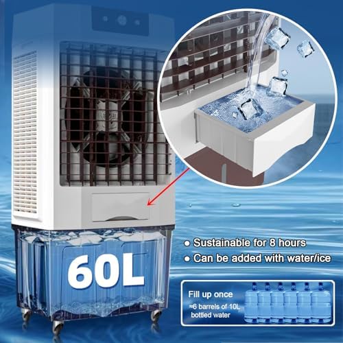 Portable Swamp Cooler with 7.5H Timer, 4400CFM Evaporative Air Cooler w/ 16 Gal Water Tank, 3-IN-1 Air Conditioner for Commercial, Industrial, Garage, Patio, Outdoor Use