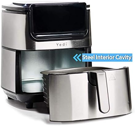 Yedi Evolution Air Fryer, 6.8 Quart, Stainless-Steel Finish, Ceramic Cooking Basket, with Deluxe Accessory Kit and Recipe Book