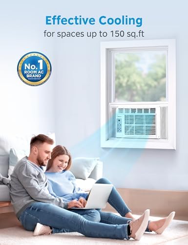 Midea 5,000 BTU Window Air Conditioner, Cools up to 150 Sq. Ft. with Easy-to-Use Reusable Filter, Remote, Perfect AC for Bedroom, Living Room, Home Office, Electronic Control