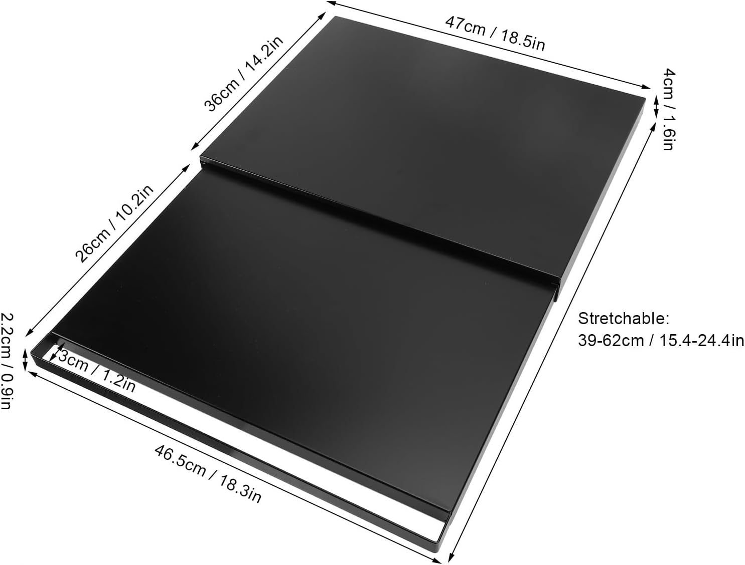 Microwave Oven Sliding Tray, Pull Out Countertop Storage Shelf Organizer with Slide Drawer Carbon Steel Appliance Stand for Kitchen Space Saving (Black)