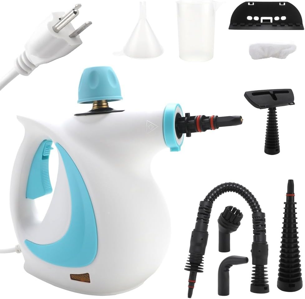 Natural Steam Cleaner, Handheld for Home, Pressure Multi Surface Steam Cleaner with 9 PCS Accessories, Handheld Tile and Grout Steam Shot Cleaner(Red)