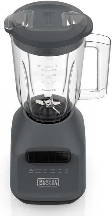 Black & Decker Ice Crush Blender with 56 Ounce (7 Cup) PerfectPour Plastic Jar, Powerful 6-tip Stainless Steel Blade, 8-speeds plus Pulse, 750 Peak Watts of power