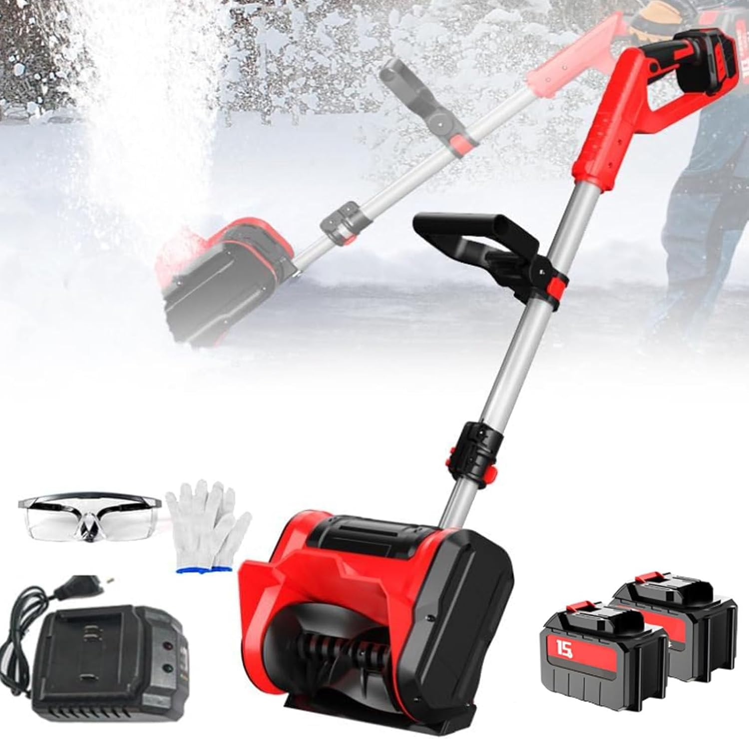 Cordless Snow Shovel, Battery Powered Snow Shovel with 12in. Width, 6.3in. Depth, 20 FT Throw Distance, Snow Thrower Power Shovel for Cars, Snowmobiles, Camping and Mud