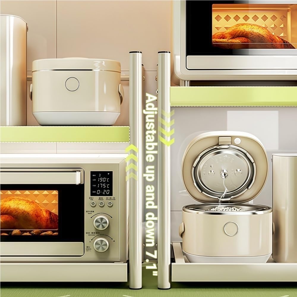 Multi - Tier Microwave Countertop Shelf, Carbon Steel Kitchen Organizer Rack for Small Appliances, Kitchen Counter Microwave Stand for Small Appliances, Oven, Coffee Machine and More(L25.2)