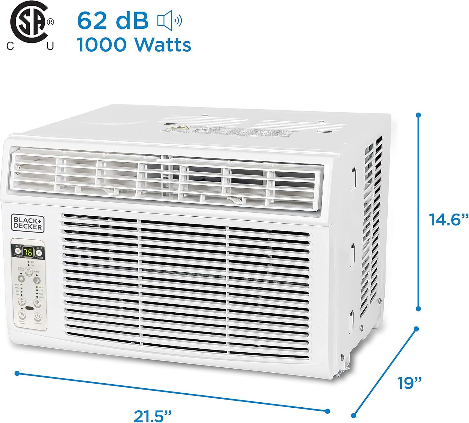 BLACK+DECKER Window Air Conditioner 14300 BTU, AC Window Unit Cools Up to 700 Square Feet, Window AC Unit with Remote Control, 3 Cooling Speeds and Fan Only Function, BD145WT6, White