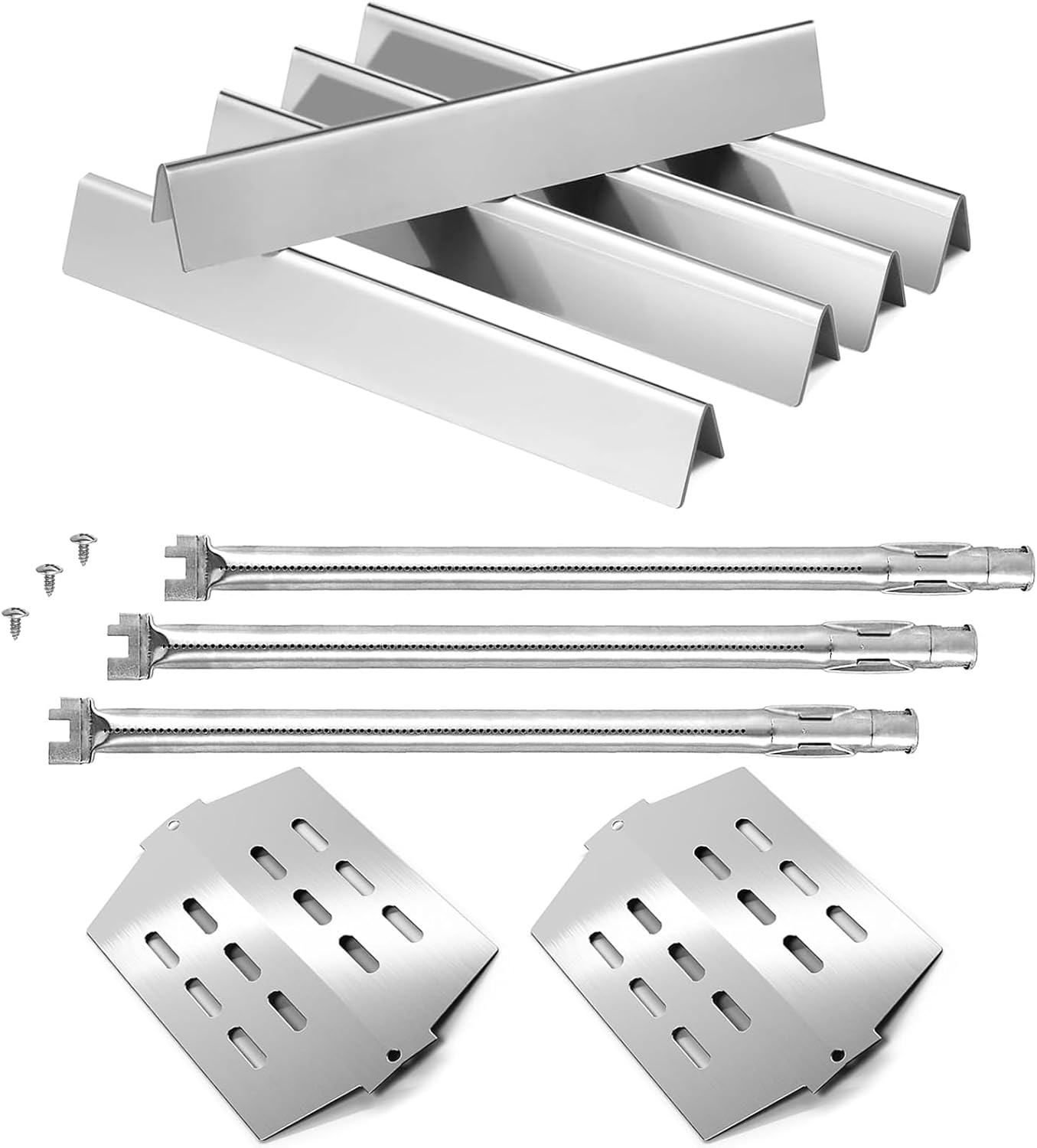 Flavorizer Bars Heat Deflector Burner Tube for Weber Genesis 300 Series E310 E320 E330 EP310 EP320 EP330, Grill Replacement Part for Weber Gas Grills 7620, 7622, 62752 Stainless Steel Set Kit